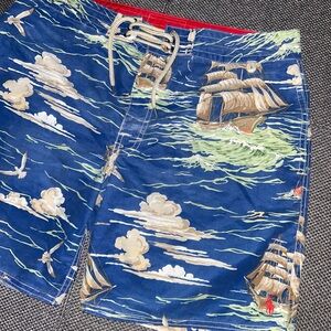 Polo Ralph Lauren Sailboat Nautical Blue Swim Shorts 34